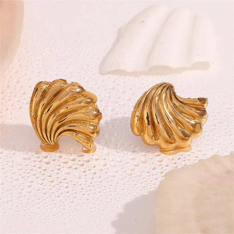 1 Pair Romantic Marine Style Simple Style Sea Wave 304 Stainless Steel 18K Gold Plated Ear Studs