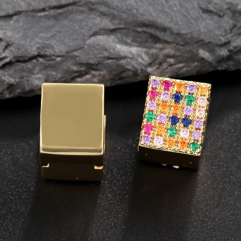 1 Pair Romantic Simple Style Shiny Square Inlay Copper Zircon 18K Gold Plated Earrings