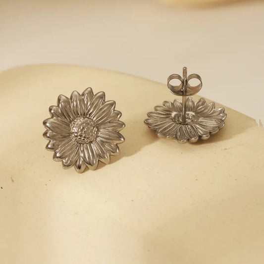 1 Pair Romantic Simple Style Sunflower 304 Stainless Steel 18K Gold Plated Ear Studs