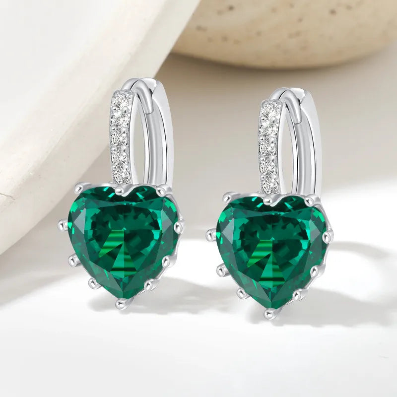 1 Pair Shiny IG Style Heart Shape Inlay Copper Zircon Earrings