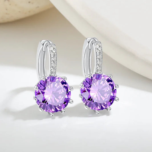 1 Pair Shiny IG Style Shape Inlay Copper Zircon Earrings