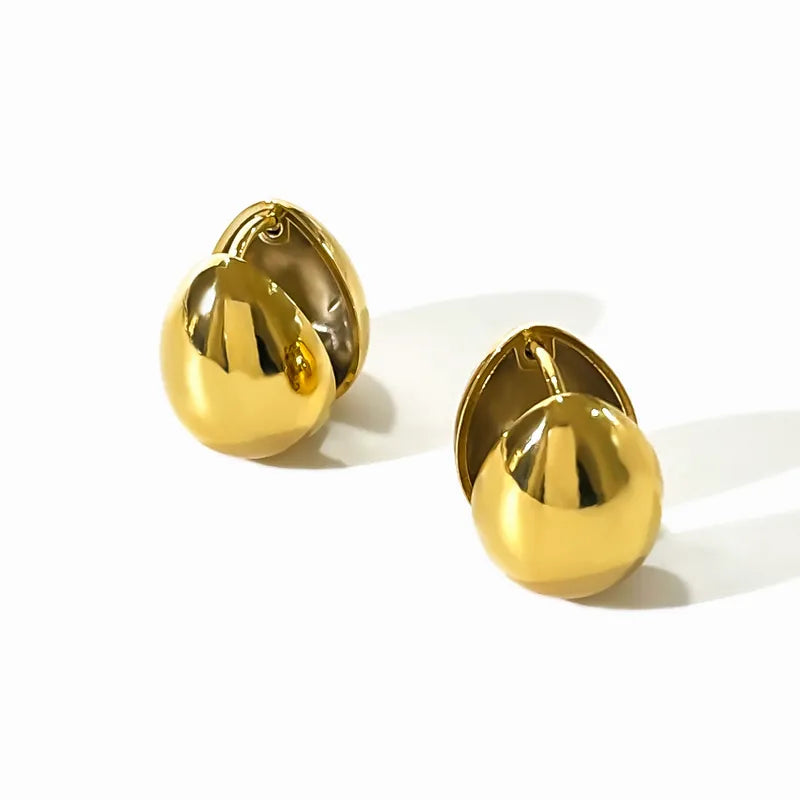 1 Pair Simple Style Artistic Water Droplets Solid Color Stainless Steel 18K Gold Plated Earrings