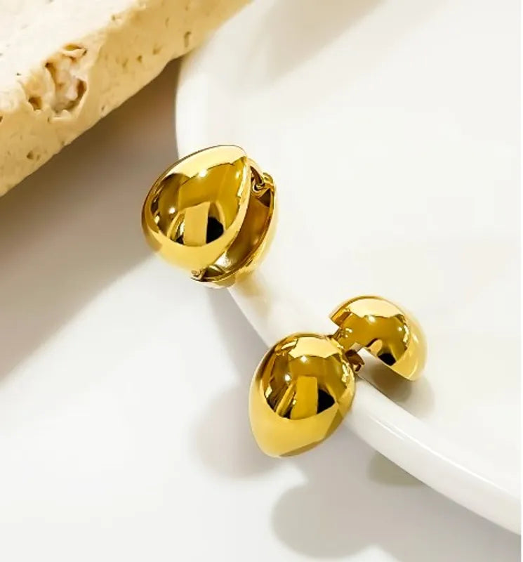 1 Pair Simple Style Artistic Water Droplets Solid Color Stainless Steel 18K Gold Plated Earrings