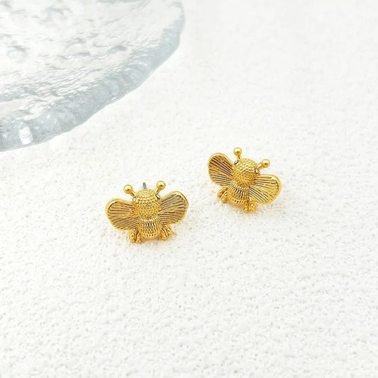 1 Pair Simple Style Bee Daisy Plating Copper Ear Studs