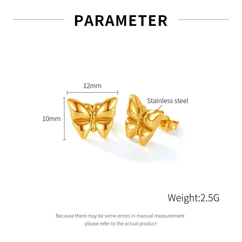 1 Pair Simple Style Butterfly Plating 304 Stainless Steel Ear Studs