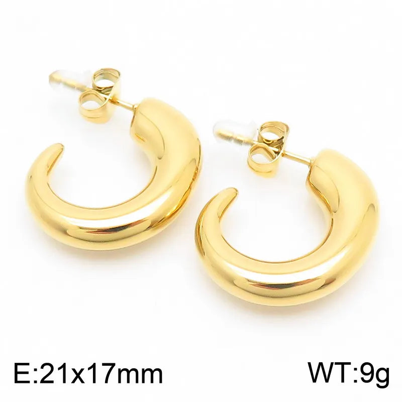 1 Pair Simple Style C Shape Geometric 304 Stainless Steel 18K Gold Plated Ear Studs