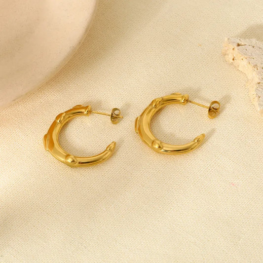 1 Pair Simple Style C Shape Heart Shape Solid Color 304 Stainless Steel 18K Gold Plated Ear Studs