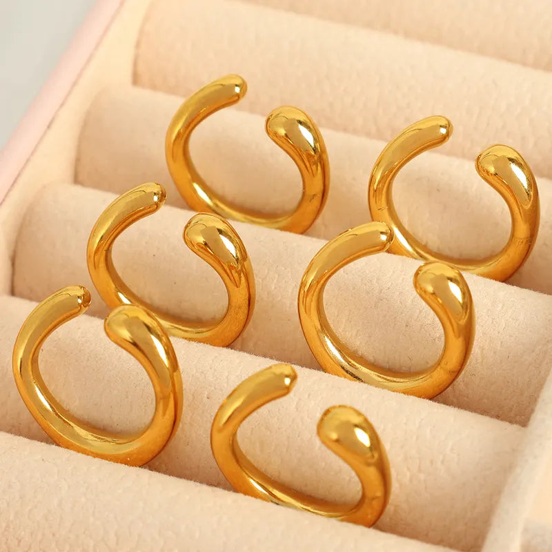 1 Pair Simple Style C Shape Polishing Plating 304 Stainless Steel 18K Gold Plated Ear Studs