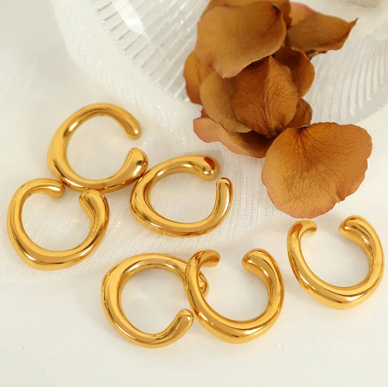 1 Pair Simple Style C Shape Polishing Plating 304 Stainless Steel 18K Gold Plated Ear Studs