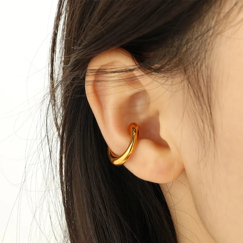 1 Pair Simple Style C Shape Polishing Plating 304 Stainless Steel 18K Gold Plated Ear Studs