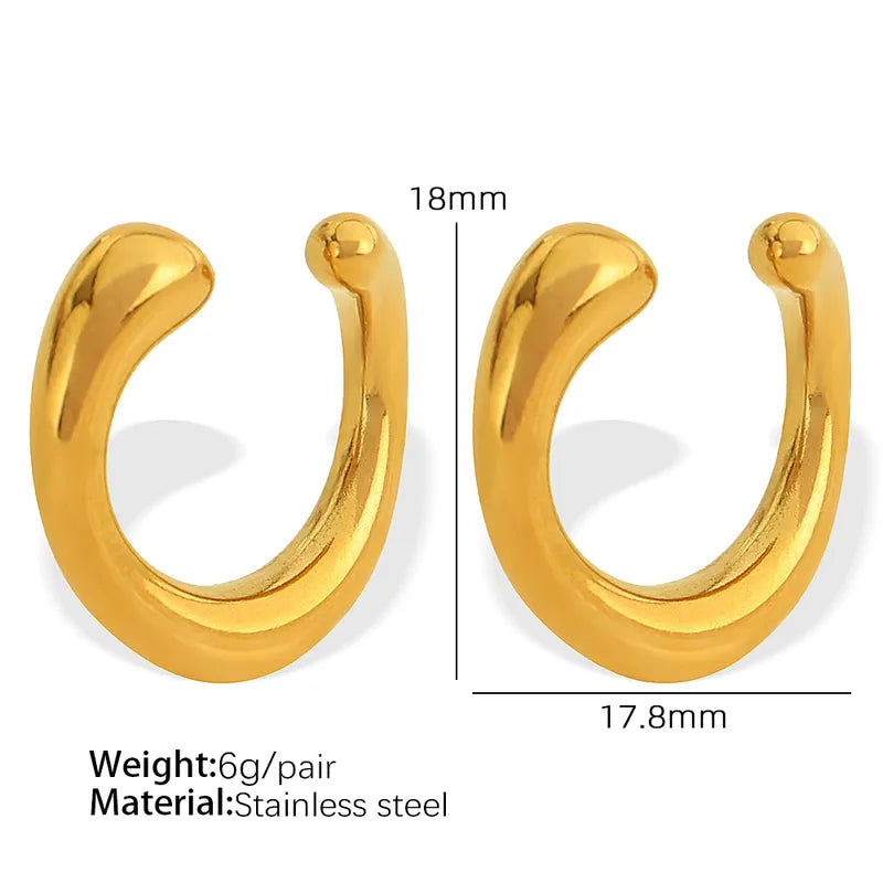 1 Pair Simple Style C Shape Polishing Plating 304 Stainless Steel 18K Gold Plated Ear Studs