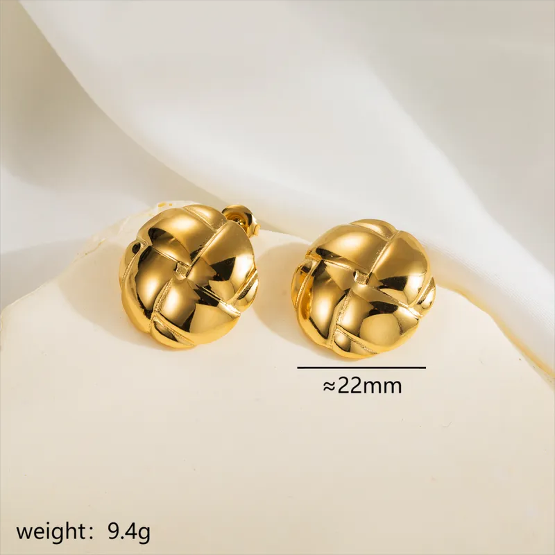 1 Pair Simple Style Classic Style Argyle Stainless Steel 14K Gold Plated Ear Studs