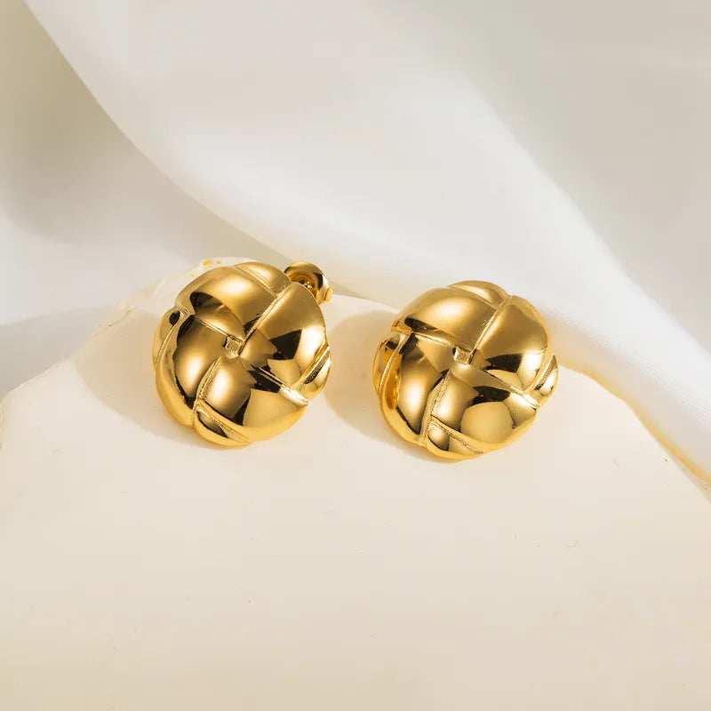 1 Pair Simple Style Classic Style Argyle Stainless Steel 14K Gold Plated Ear Studs