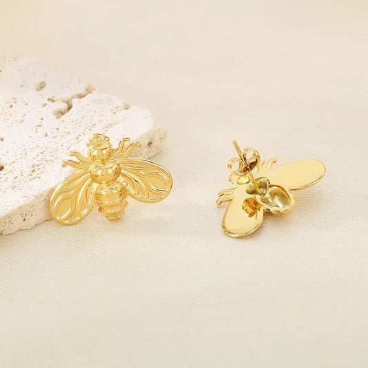 1 Pair Simple Style Classic Style Bee 304 Stainless Steel 18K Gold Plated Ear Studs