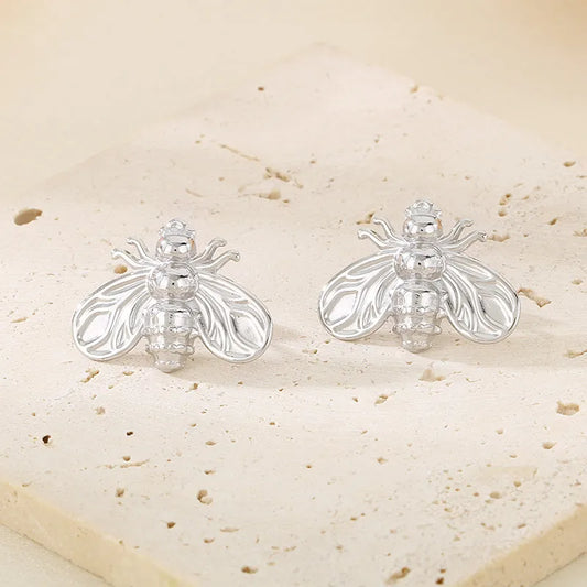 1 Pair Simple Style Classic Style Bee 304 Stainless Steel 18K Gold Plated Ear Studs