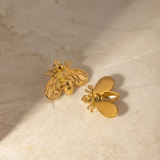 1 Pair Simple Style Classic Style Bee Plating Stainless Steel 18K Gold Plated Ear Studs