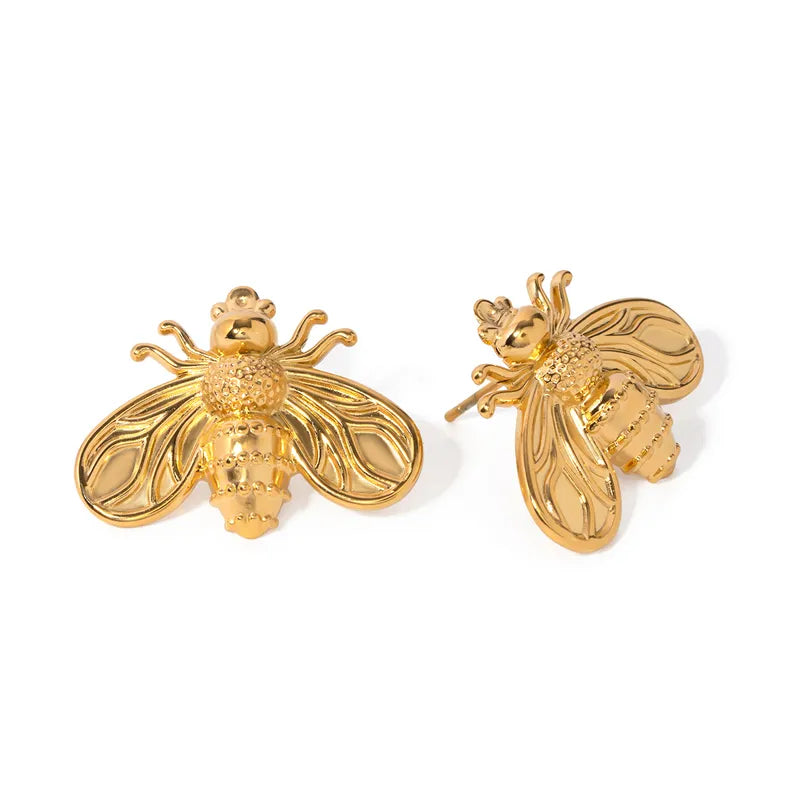 1 Pair Simple Style Classic Style Bee Plating Stainless Steel 18K Gold Plated Ear Studs