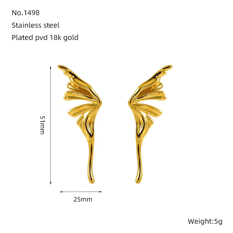 1 Pair Simple Style Classic Style Butterfly Plating 304 Stainless Steel 18K Gold Plated Ear Studs