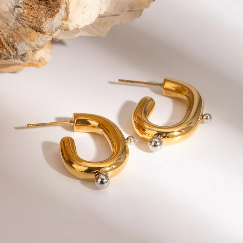 1 Pair Simple Style Classic Style C Shape 304 Stainless Steel Ear Studs