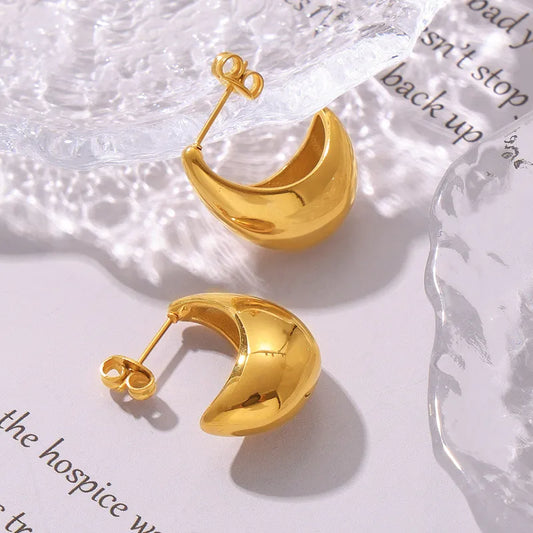 1 Pair Simple Style Classic Style C Shape Plating 304 Stainless Steel 18K Gold Plated Ear Studs