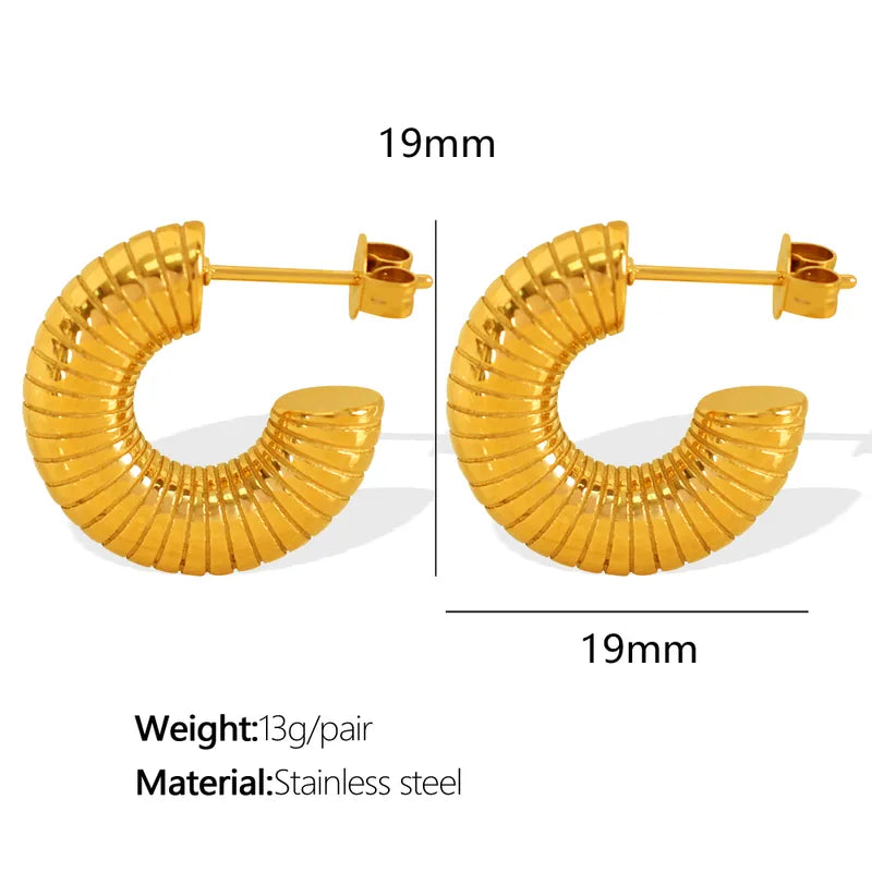 1 Pair Simple Style Classic Style C Shape Titanium Steel 18K Gold Plated Earrings