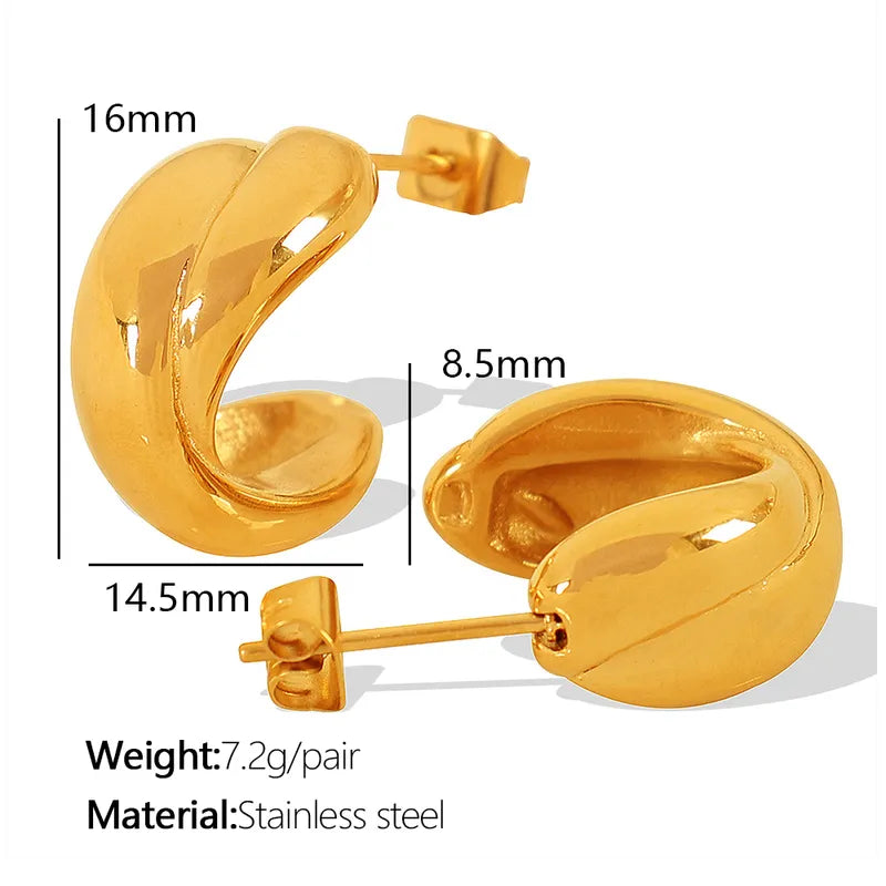 1 Pair Simple Style Classic Style C Shape Titanium Steel 18K Gold Plated Earrings