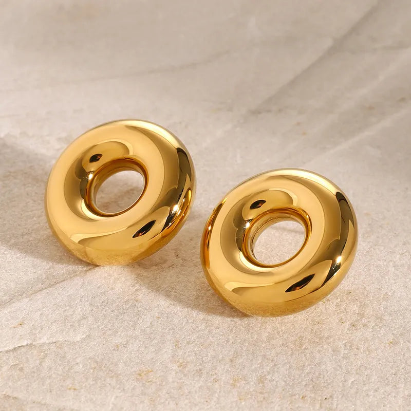 1 Pair Simple Style Classic Style Circle Hollow Out 304 Stainless Steel Ear Studs