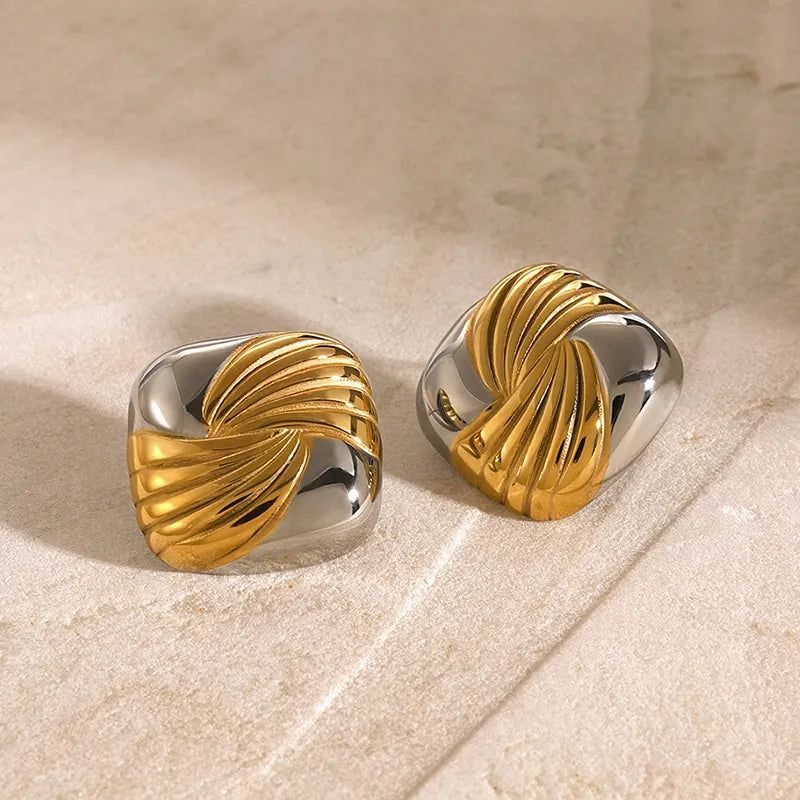 1 Pair Simple Style Classic Style Color Block Plating 316 Stainless Steel 18K Gold Plated Ear Studs