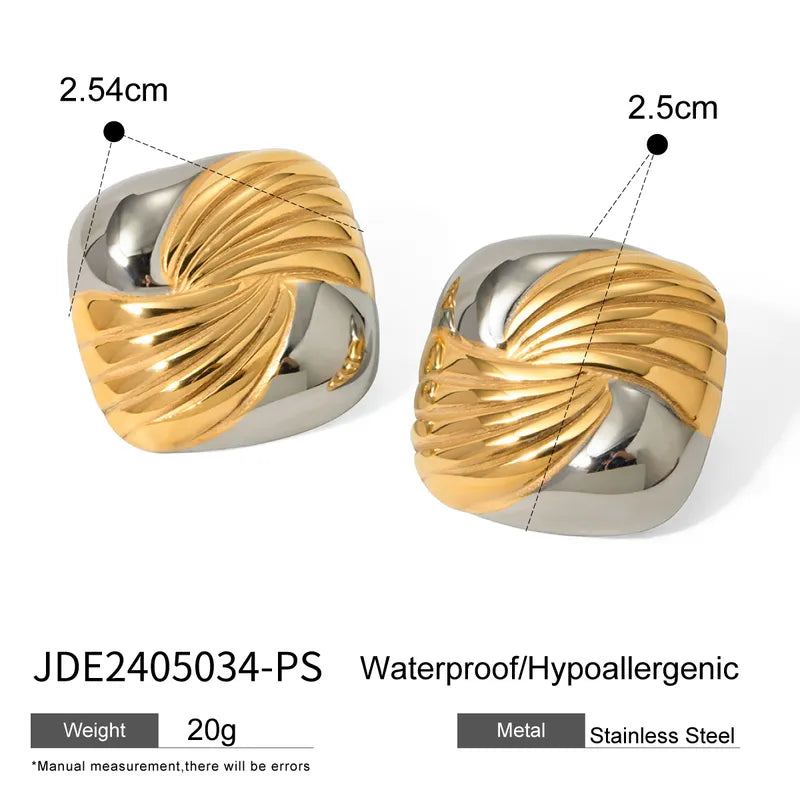 1 Pair Simple Style Classic Style Color Block Plating 316 Stainless Steel 18K Gold Plated Ear Studs