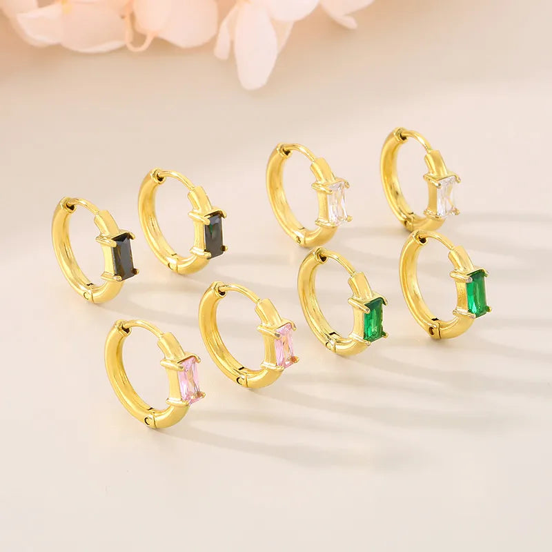 1 Pair Simple Style Classic Style Commute Geometric 304 Stainless Steel 18K Gold Plated Earrings