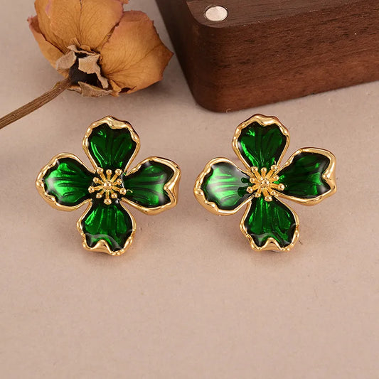 1 Pair Simple Style Classic Style Flower Inlay Copper Zircon 18K Gold Ear Studs