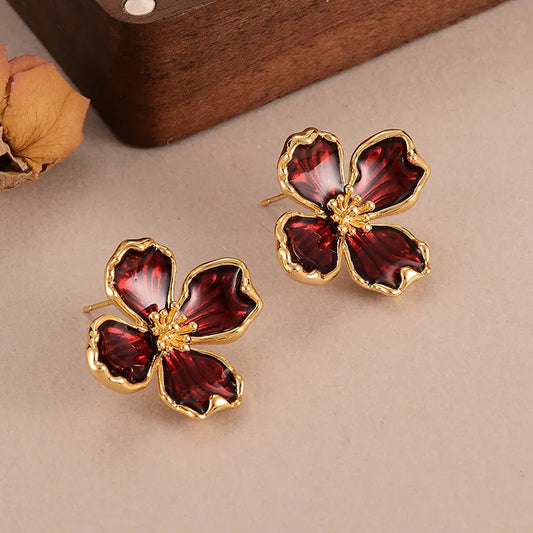 1 Pair Simple Style Classic Style Flower Inlay Copper Zircon 18K Gold Ear Studs