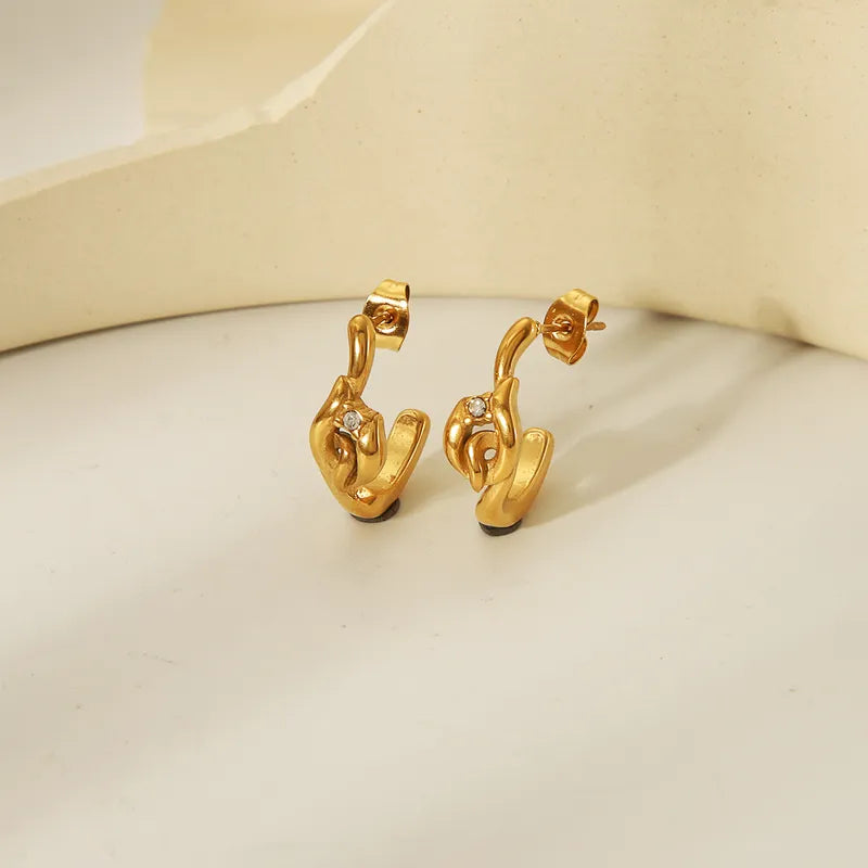 1 Pair Simple Style Classic Style Geometric Inlay 304 Stainless Steel Zircon 18K Gold Plated Ear Studs