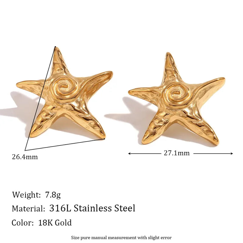 1 Pair Simple Style Classic Style Geometric Star Heart Shape Plating 316L Stainless Steel 18K Gold Plated Ear Studs