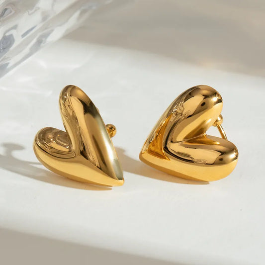 1 Pair Simple Style Classic Style Heart Shape 304 Stainless Steel 18K Gold Plated Ear Studs