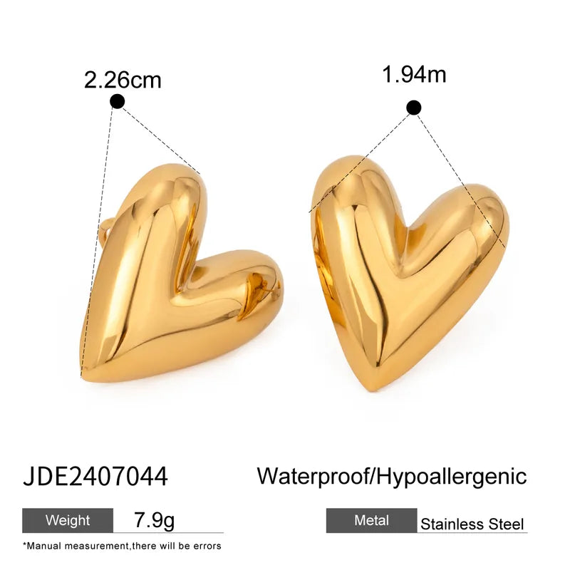 1 Pair Simple Style Classic Style Heart Shape 304 Stainless Steel 18K Gold Plated Ear Studs