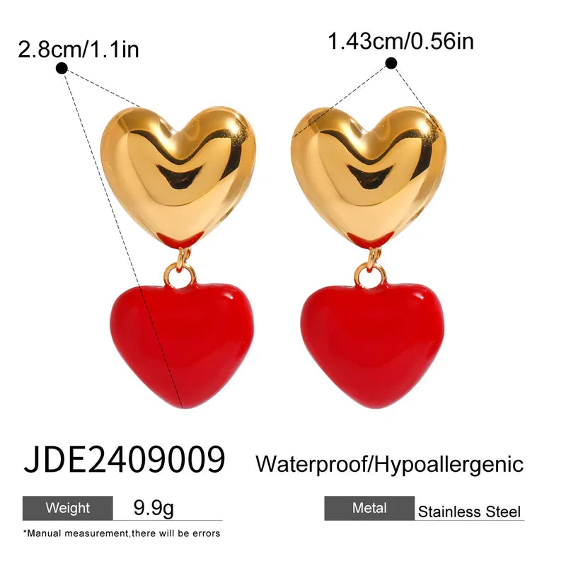 1 Pair Simple Style Classic Style Heart Shape 304 Stainless Steel Drop Earrings