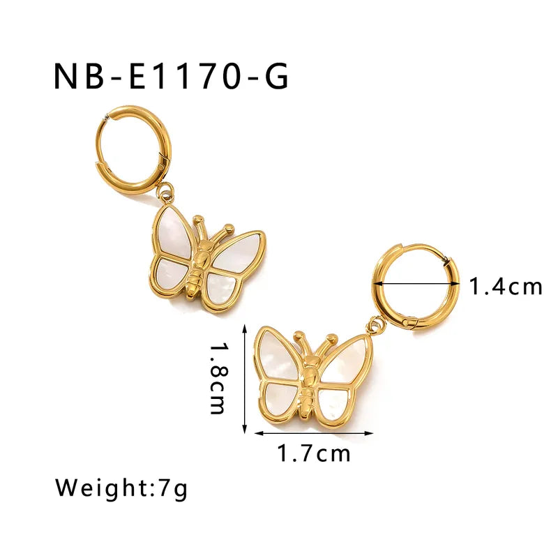 1 Pair Simple Style Classic Style Heart Shape Butterfly Plating Inlay 304 Stainless Steel Artificial Pearls Fritillary Zircon 18K Gold Plated Ear Studs