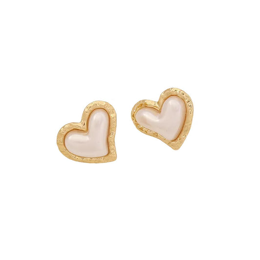 1 Pair Simple Style Classic Style Heart Shape Flower Plating Inlay 304 Stainless Steel Artificial Pearls 18K Gold Plated Ear Studs