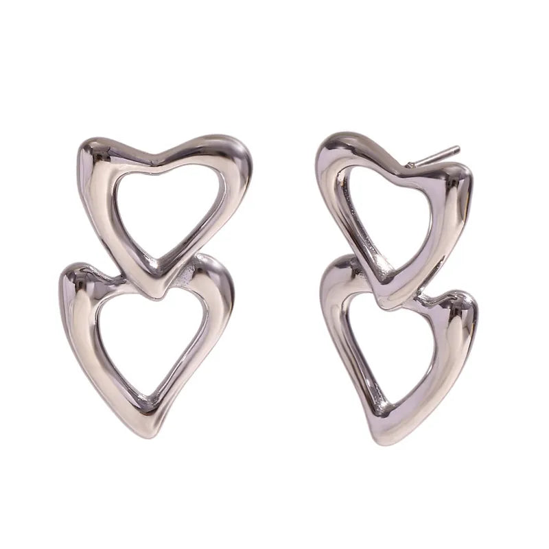 1 Pair Simple Style Classic Style Heart Shape Hollow Out 304 Stainless Steel 18K Gold Plated Drop Earrings