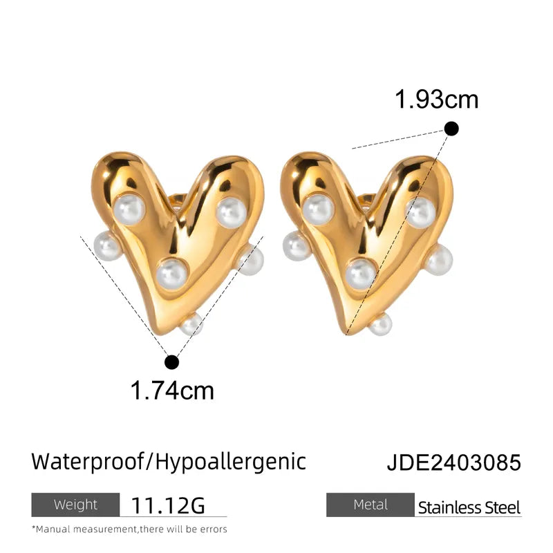 1 Pair Simple Style Classic Style Heart Shape Inlay 304 Stainless Steel Plastic Ear Studs