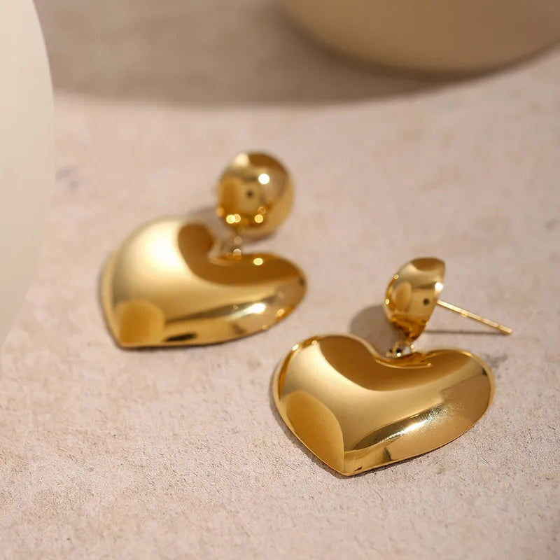 1 Pair Simple Style Classic Style Heart Shape Plating 304 Stainless Steel 18K Gold Plated Drop Earrings