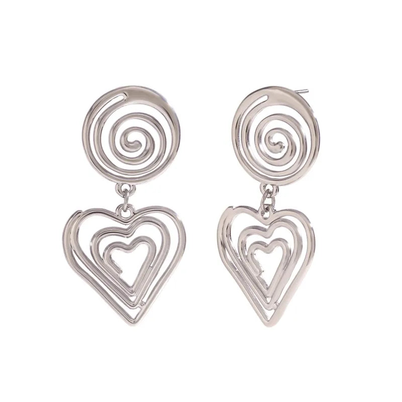 1 Pair Simple Style Classic Style Heart Shape Plating 304 Stainless Steel Drop Earrings