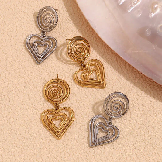 1 Pair Simple Style Classic Style Heart Shape Plating 304 Stainless Steel Drop Earrings