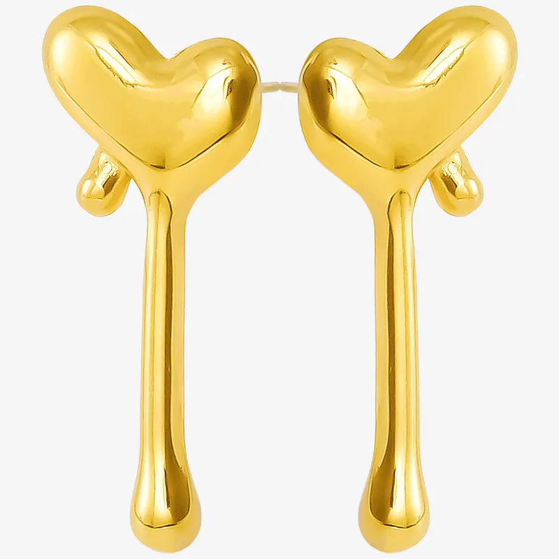 1 Pair Simple Style Classic Style Heart Shape Plating 304 Stainless Steel Ear Studs