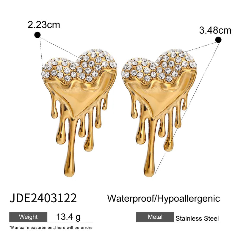 1 Pair Simple Style Classic Style Heart Shape Plating 316 Stainless Steel 18K Gold Plated Ear Studs