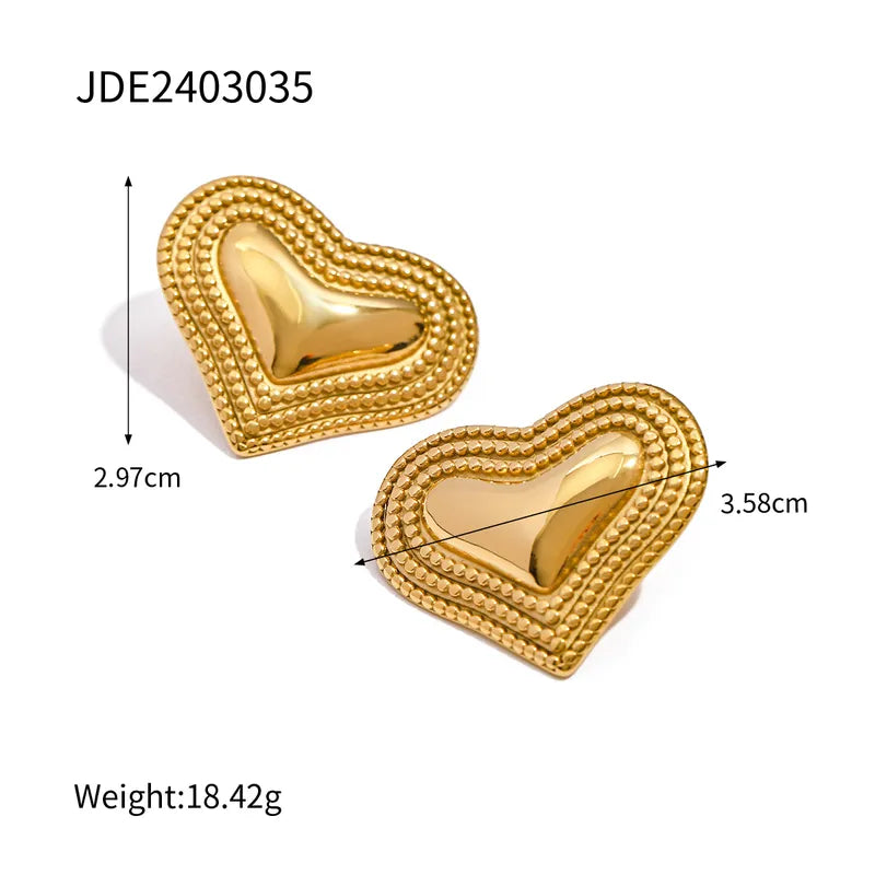 1 Pair Simple Style Classic Style Heart Shape Plating 316 Stainless Steel 18K Gold Plated Ear Studs