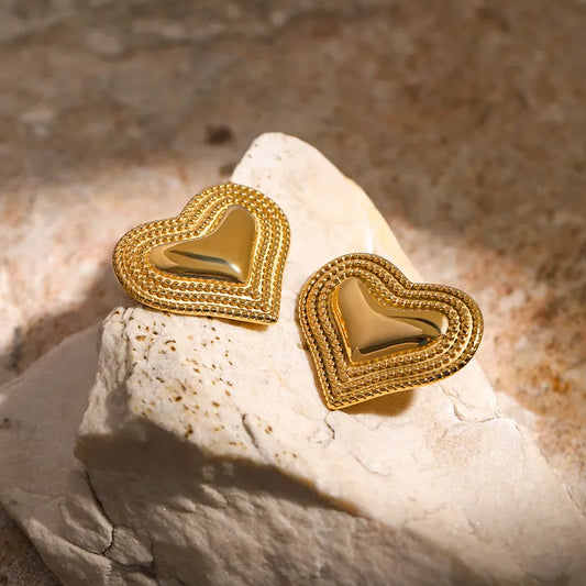 1 Pair Simple Style Classic Style Heart Shape Plating 316 Stainless Steel 18K Gold Plated Ear Studs