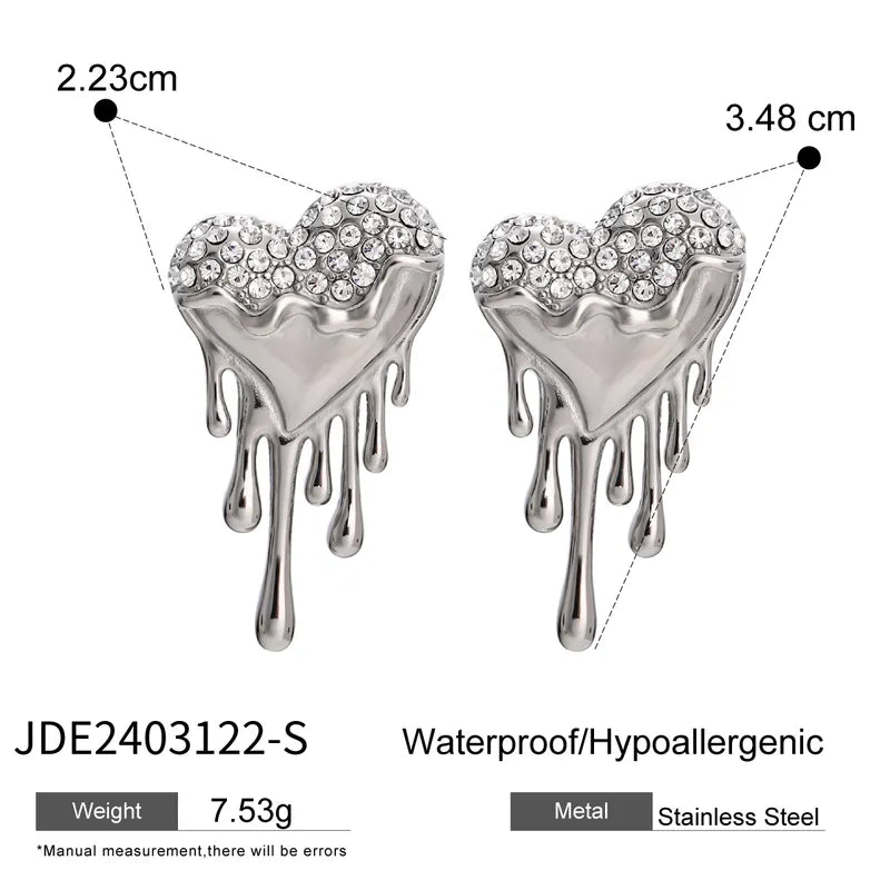 1 Pair Simple Style Classic Style Heart Shape Plating 316 Stainless Steel 18K Gold Plated Ear Studs