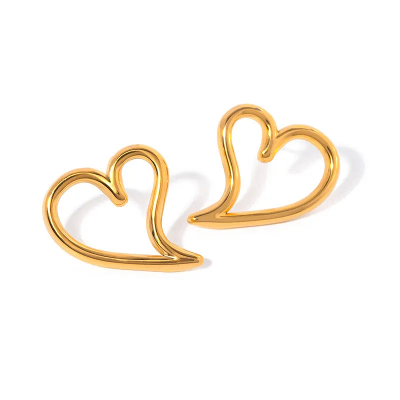 1 Pair Simple Style Classic Style Heart Shape Plating Stainless Steel 18K Gold Plated Ear Studs